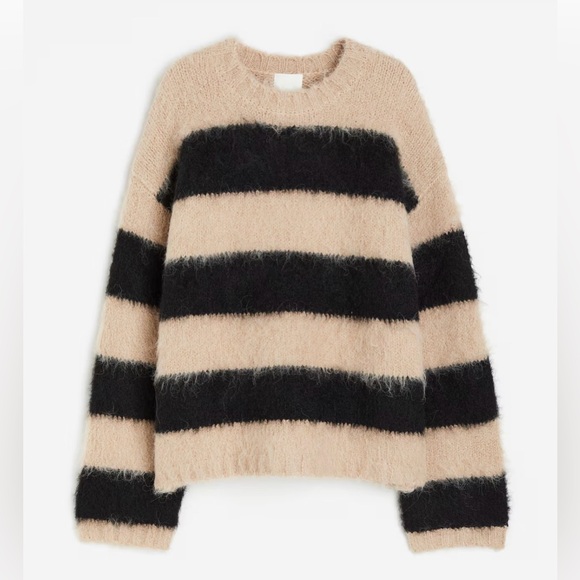 H&M Sweaters - Striped Black and Tan Women's oversized Sweater